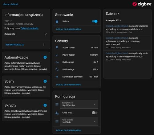 Gniazdko Wtyczka ZigBee TUYA 3680W pomiar prądu na Arena.pl