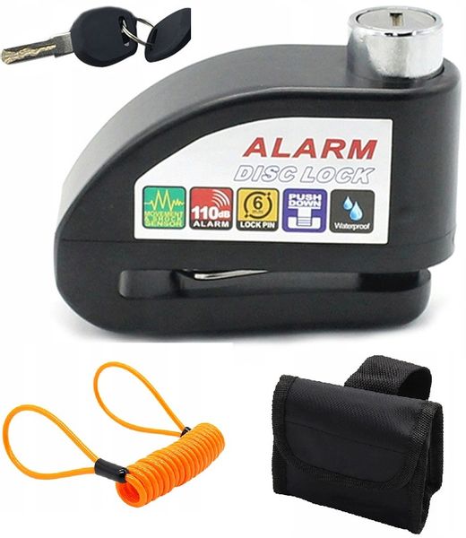 Blokada Tarczy Hamulcowej z Alarmem Do Motocykli i Rowerów Wodoodporna zdjęcie 1