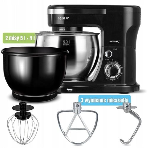 Robot kuchenny planetarny wielofunkcyjny 2 misy zestaw czarny MPM MRK-21 na Arena.pl