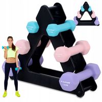 ZESTAW HANTLI 6KG neoprenowe HANTLE 0,5 / 1 / 1,5kg STOJAK HANTELKI fitness