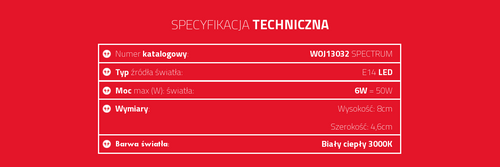 Żarówka LED kulka E14 230V 6W ciepła WW WOJ13022 SPECTRUM na Arena.pl