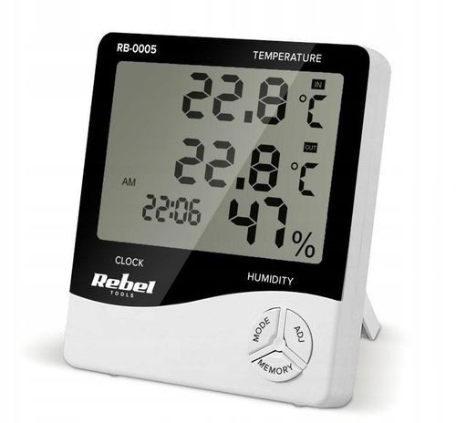 Stacja pogodowa bezprzewodowa na baterie termometr zegar Rebel na Arena.pl