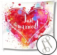DEKORACJA ŚLUBNA JUST MARRIED 180X200CM ŚCIANKA DO ZDJĘĆ Z WYCINANYM SERCEM