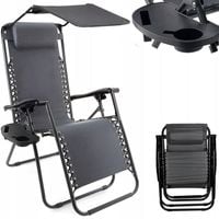 LEŻAK Z DASZKIEM SKŁADANY ZERO GRAVITY PLAŻOWY 2W1 FOTEL OGRODOWY GRATIS-