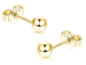 Delikatne pozłacane srebrne kolczyki wkrętki gładkie kulki kuleczki 5mm balls srebro 925 SLBALL_5MMG