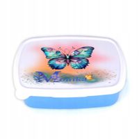Pudełko na lunch niebieski śniadaniówka imieniem motyl chlebak lunch box