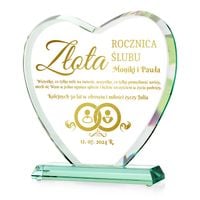 PREZENT na 50 rocznicę Ślubu Złote gody SZKALANA STATUETKA SERCE z GRAWEREM