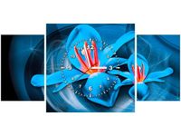 80X40CM ZEGAR NIEBIESKIE KOSMICZNE KWIATY JAKUB BANAŚ OBRAZ