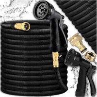 WĄŻ OGRODOWY MOCNY ROZCIĄGLIWY 45m + PISTOLET Zraszacz + ZŁĄCZKI + UCHWYT