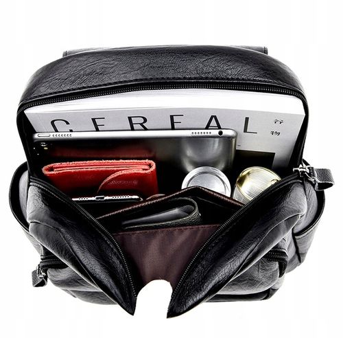 Skórzany Plecak Damski Szkoły Pracy Miejski Czarny na Arena.pl