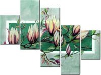 100 75CM OBRAZ 5 ELEM SŁODYCZ MAGNOLII ZIELENI ŚCIENNY