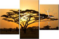 60CM 90 ZEGAR 3 ELEM AKACJA SERENGETI ŚCIENNY