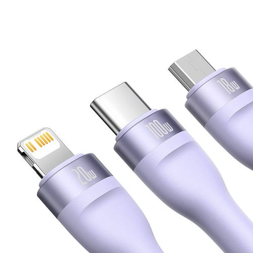 kabel usb 3w1 baseus flash series 2, usb-c + micro usb + lightning na Arena.pl