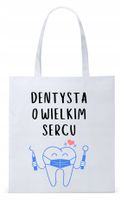 Dla Dentysty Stomatologa Torba Eco Biała Shopper Z Nadrukiem Ze Zdjęciem
