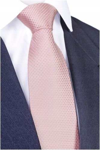 NATURALNY JEDWAB 100% Żakardowy Krawat Męski do garnituru Różowy GREG kj40 na Arena.pl