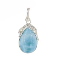 Zawieszka - larimar łza w srebrze z liśćmi 1