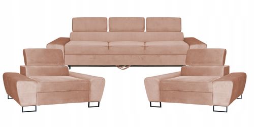 Zestaw mebli wypoczynkowych salonu Bosso Sofa 3os fotele beż na Arena.pl