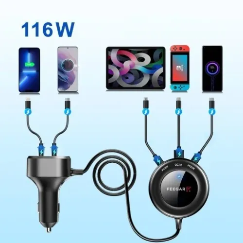 ROZDZIELACZ GNIAZDA ZAPALNICZKI FEEGAR 12-24V 5USB na Arena.pl