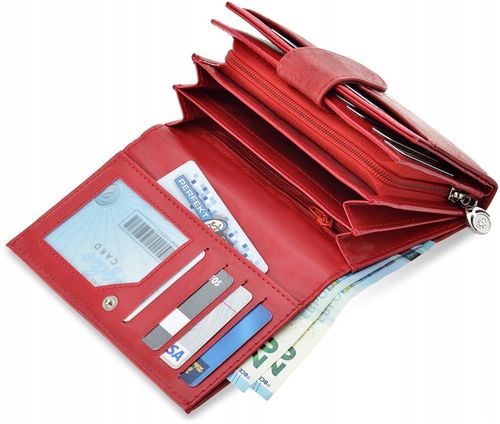 PORTFEL Damski PORTMONETKA Z SUWAKIEM SKÓRZANA Klasyczna NA ZAMEK KOLORY na Arena.pl