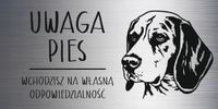 Tabliczka laminat 20x10 cm UWAGA PIES Beagle Z GRAWEREM