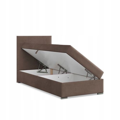 Łóżko Kontynentalne CALVI JEDNOOSOBOWE Tapicerowane VELVET BRĄZOWE na Arena.pl