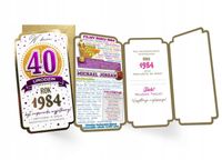 Kartki Na Urodziny PREZENT UPOMINEK Urodzinowy Karnet Urodziny 40 roczniki