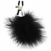 sportsheets feathered nipple clamps z regulacją i czarnymi piorkami