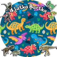 OPŁATEK NA TORT 30CM - DINOZAURY DINO + IMIĘ + GRATIS! 24CM 26CM