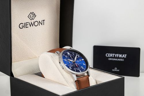 zegarek męski giewont chronograph sapphire brązowo niebieski gw5630-a6 na Arena.pl
