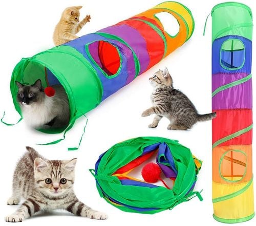 DŁUGI TUNEL DLA KOTA KOTÓW ZABAWKA Z PIŁECZKĄ KRYJÓWKA DOMEK SKŁADANY 120cm na Arena.pl