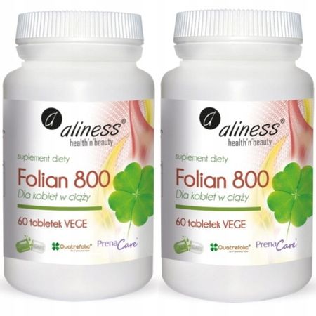 2x Aliness FOLIAN 800 µg Kwas foliowy 60 tabletek CIĄŻA Dla kobiet w ciąży zdjęcie 2