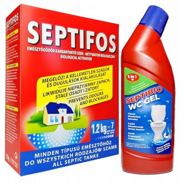 SEPTIFOS 1,2kg + ŻEL WC 750ml BAKTERIE DO SZAMBA zdjęcie 1