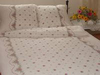 Pościel z kory 200x220 wzór Czerwone kwiatuszki