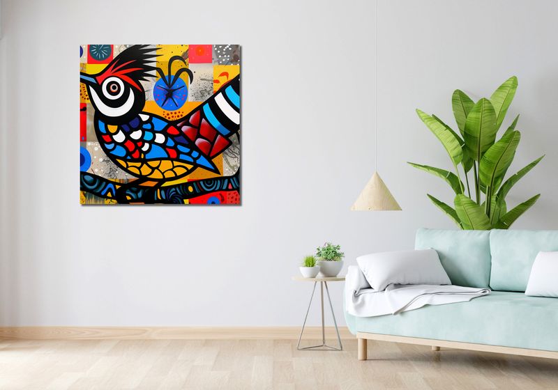 Obraz 90x90cm Ptak Na Wznak zdjęcie 2
