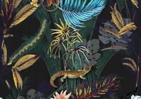 FOTOTAPETA dżungla liście malowane drzewa 200x130