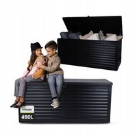 Skrzynia ogrodowa tworzywo sztuczne 400L szary XXL skrzynia kufer schowek