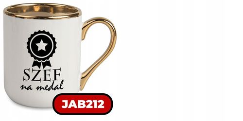 Kubek Elegant Biały Ucho Rant złoty PREZENT DLA SUPER SZEFOWA MiX WZORÓW na Arena.pl
