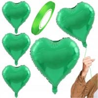 balony foliowe serca dekoracja impreza 60cm zielone 5szt walentynki event