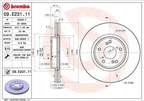 TARCZA HAM PRZOD 312X25 V BREMBO na Arena.pl