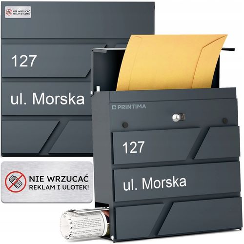 DUŻA SKRZYNKA NA LISTY Z ADRESEM NUMEREM DOMU |4 CZCIONKI| ANTRACYT na Arena.pl