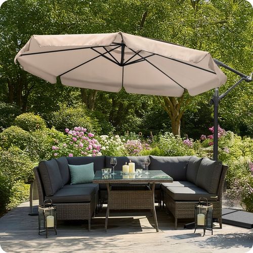 Parasol ogrodowy duży składany z wysięgnikiem pokrowiec 8 segmentów Ø 350cm na Arena.pl