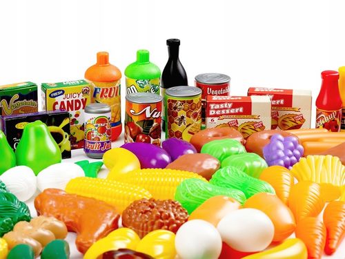 WARZYWA OWOCE PRODUKTY SPOŻYWCE DO KUCHNI DLA DZIECI PLASTIKOWE 120 el. na Arena.pl