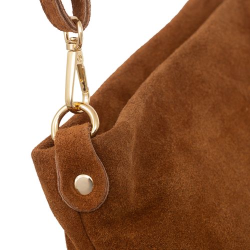 VERA PELLE torebka damska zamszowa listonoszka z paskiem V687 c.brązowa na Arena.pl