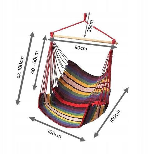 HAMAK KRZESŁO BRAZYLIJSKIE HUŚTAWKA BOHO FOTEL WISZĄCY OGRODOWY Z DRĄŻKIEM na Arena.pl