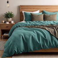 240x200/260 WAFFLE zielony  kpl pościeli perkal bawełniany