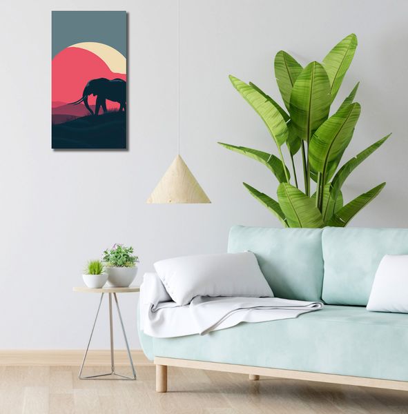 Obraz 30x60cm Słoń przy Czerwieni zdjęcie 2