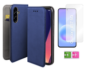 Etui z klapką do SAMSUNG GALAXY A57 5G case obudowa niebieski + szkło 9H
