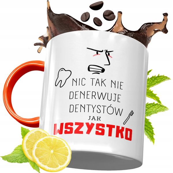 Kubek Pomarańczowy Dla Dentysty Prezent Z Nadrukiem Ze Zdjęciem zdjęcie 1