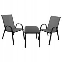 ZESTAW MEBLI OGRODOWYCH BALKON TARAS STÓŁ STOLIK 2x KRZESŁA MALAGA SZARY