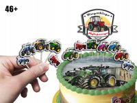 TOPPERY NA TORT (10szt) + duży TOPPER Najlepszego - TRAKTORY CIĄGNIK